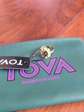TOVA Sunflower Ring with Pouch Sz 8